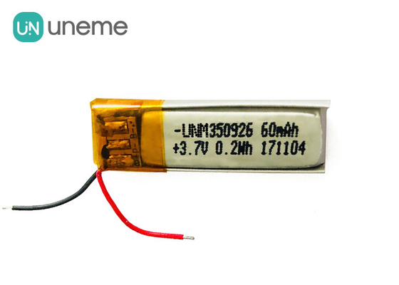 Rechargeable Bluetooth Lithium Battery 350926 / 3.7V 60mAh LiPo Batteries with UN38.3